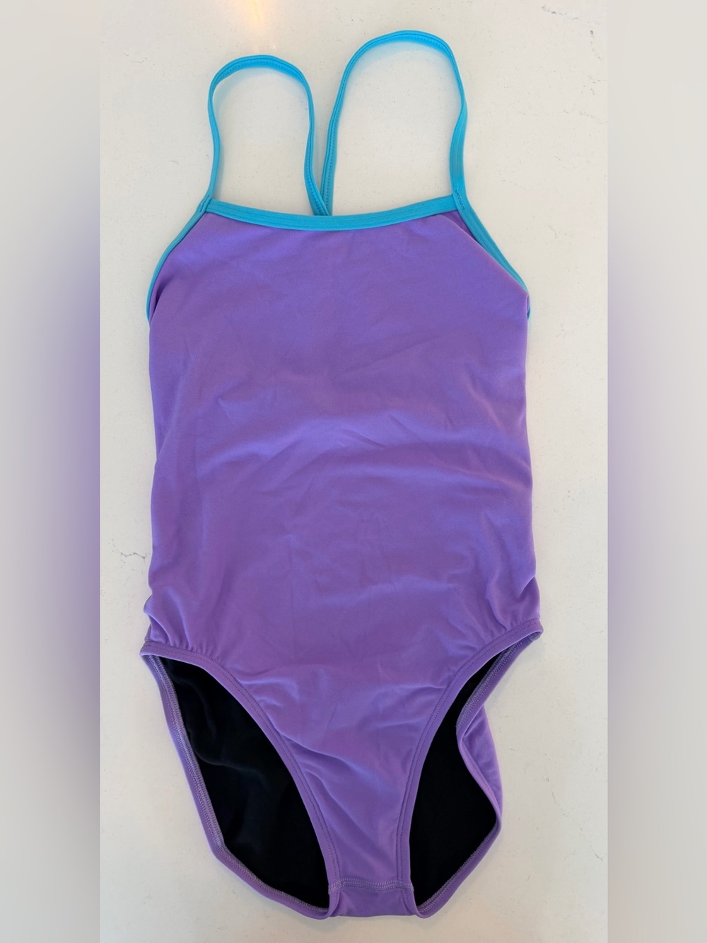 Jolyn Clothing Purple One-Piece Swimsuit with Teal Trim